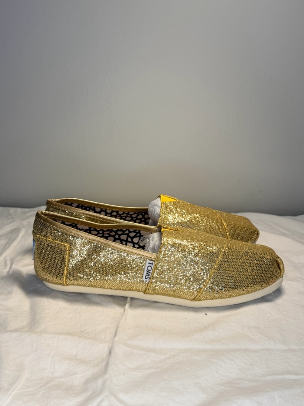 TOMS Women’s Gold Sequin Slip-On Shoes